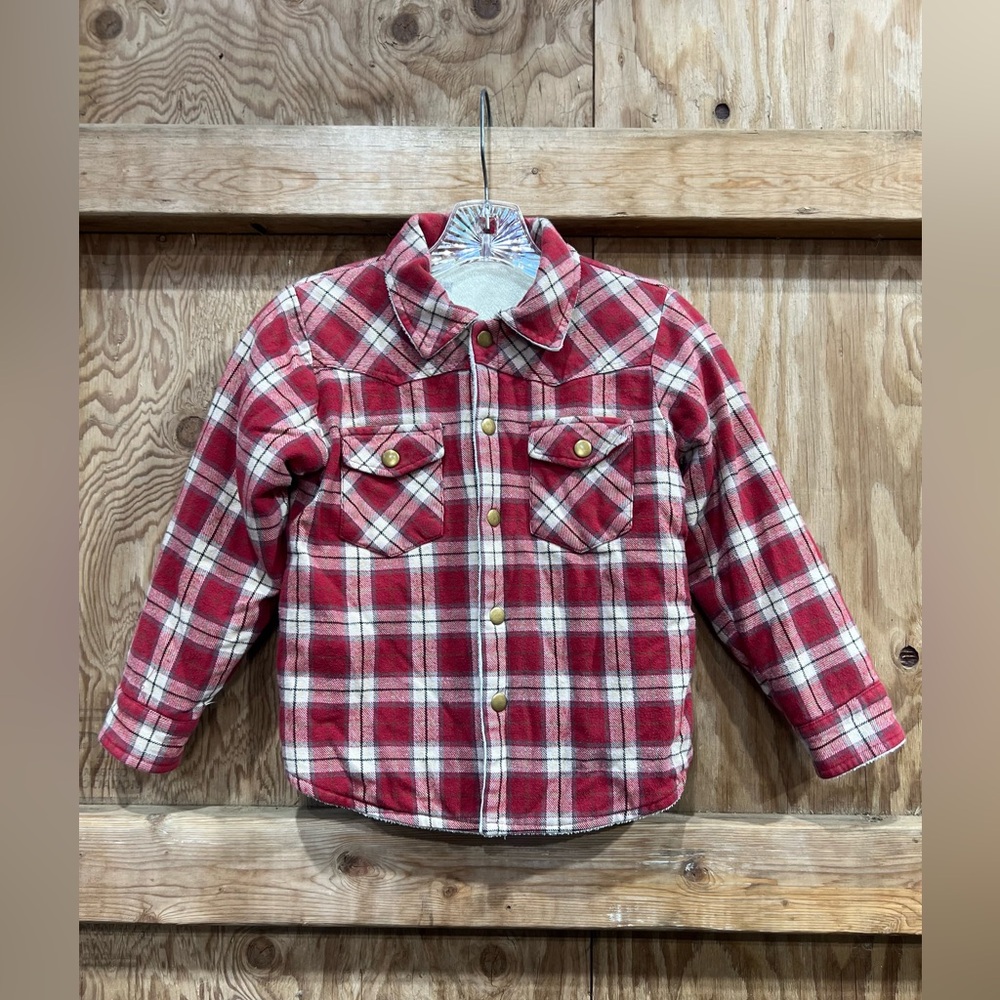 Chico Line Jeans Jacket Soft Thick Lined Snap Closures Plaid Western Yokes
